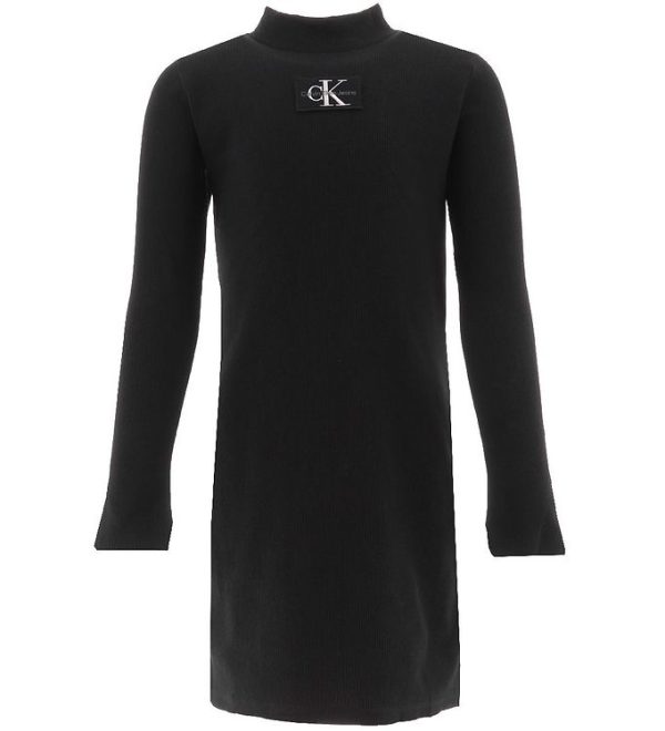 Calvin Klein Kjole - Rib - Monogram Badge - Sort - 12 år (152) - Calvin Klein Kjole