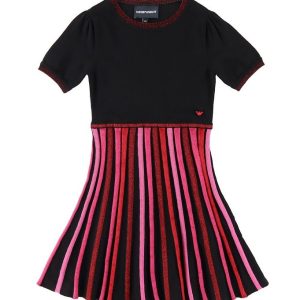 Emporio Armani Kjole - Strik - Sort/Rød - 4 år (104) - Emporio Armani Kjole