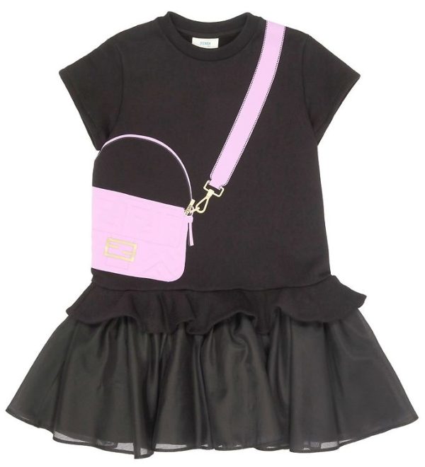 Fendi Kjole - Sort/Rosa m. Print - 10 år (140) - Fendi Kjole