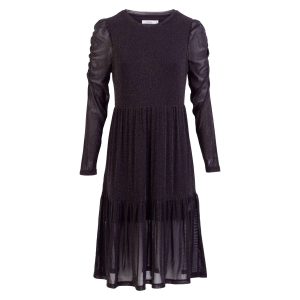 Glimmer mesh kjole - Sort - Størrelse L