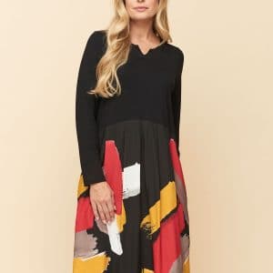 Pont Neuf Sort kjole med eksklusivt grafisk print, 54-56/3XL