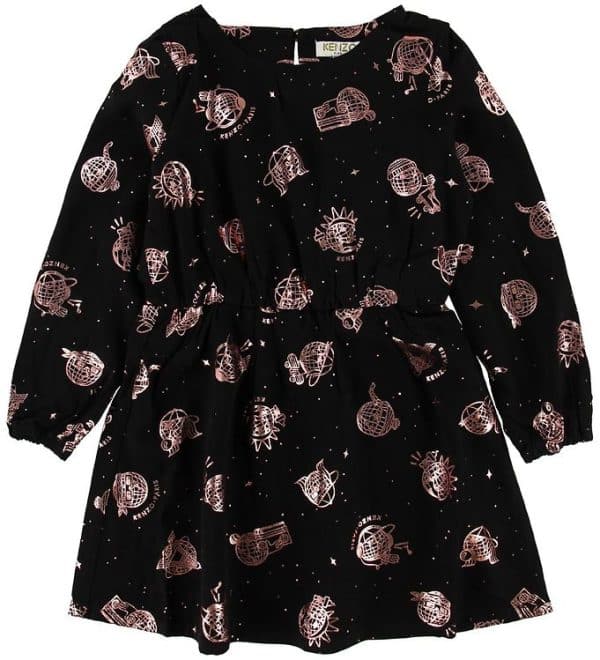 Kenzo Kjole - Sort m. Rosa Bronze - 10 år (140) - Kenzo Kjole