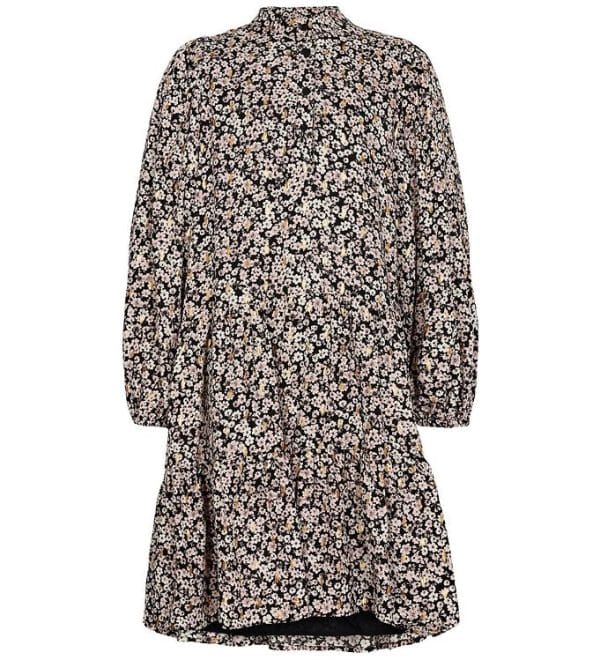 Petit By Sofie Schnoor Kjole - Sort m. Blomster - 8 år (128) - Petit by Sofie Schnoor Kjole
