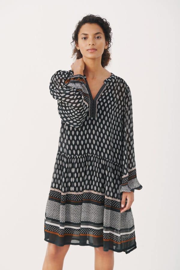 Part Two Kadia Kjole 6223 301522 Sort, Størrelse: 34, Farve: Sort Border Print, Dame