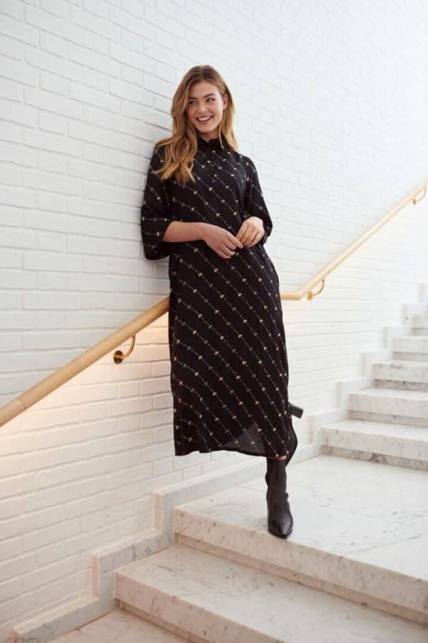 Kaffe Fashion Kaliro Kjole 10506822 103291, Farve: Sort / Infinity Graphic, Størrelse: 38, Dame