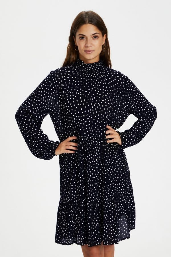 Kaffe Billie Orange Kjole, Farve: Sort/Hvid, Størrelse: 34, Dame