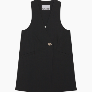Cotton Suiting Vest F7731 - Black - GANNI - Sort M