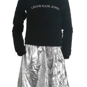 Calvin Klein sweat kjole, Silver, sort - 164,14år