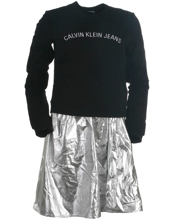Calvin Klein sweat kjole, Silver, sort - 164,14år
