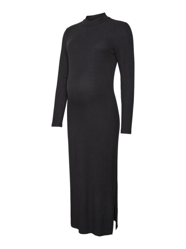 Trinity højhalset jrs midi kjole - BLACK - L