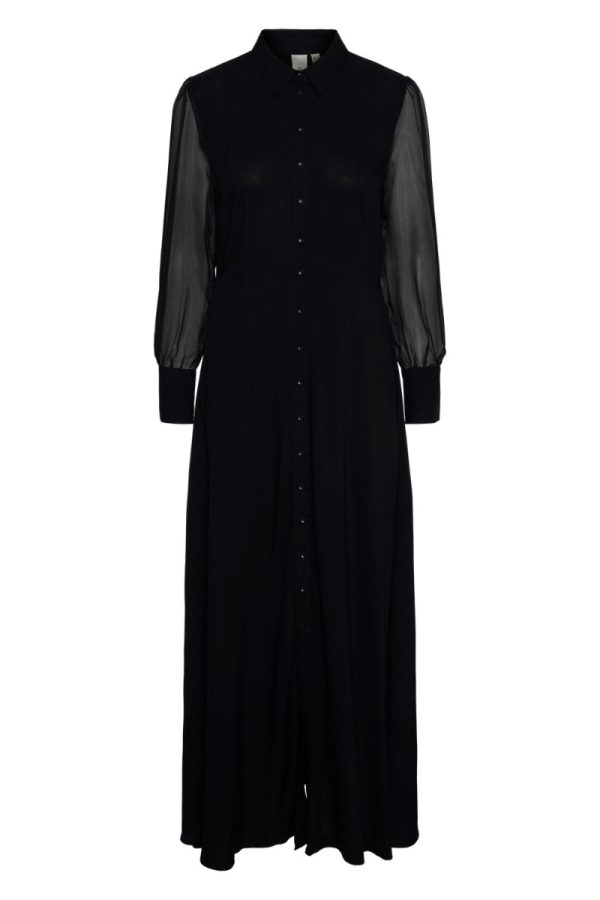 Y.A.S - Kjole - Savanna Long Organza Dress - S. Black