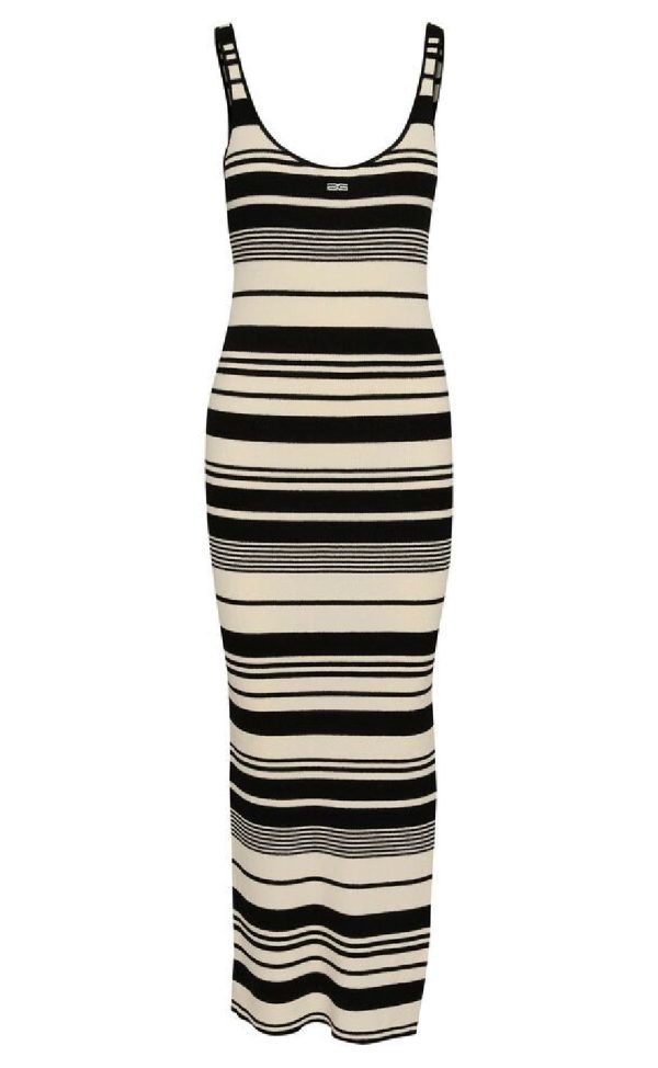 Gestuz Kjole - Stela - Black/Birch striped