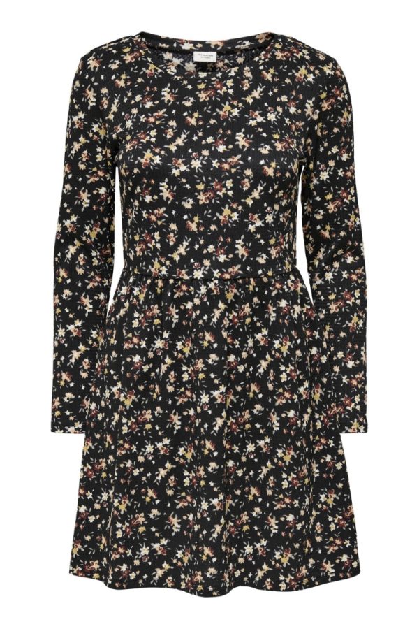 JDY - Kjole - Claude LS Dress - Black/Multi Flower