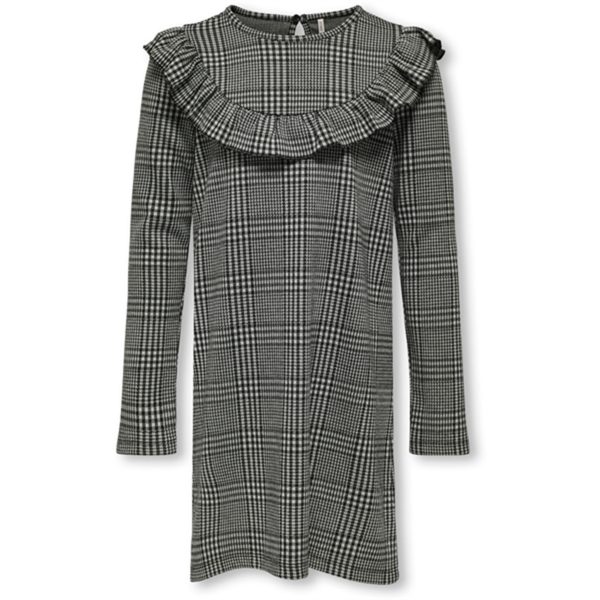 Kids ONLY Black Meduim Grey Allen Check Kjole - Str. 158-164