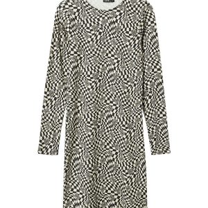 LMTD Kjole - Rib - NlfTadida - Black/Square /Butterfly