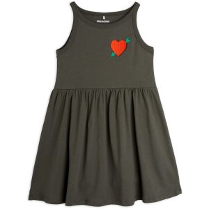 Mini Rodini Black Arrowed Heart Embroidery Tank Kjole - Str. 92-98