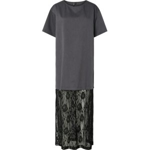 PIECES dame kjole PCALICE - Medium Grey Melange Black lace