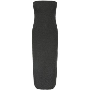 PIECES dame kjole PCNUVI - Black Silver lurex