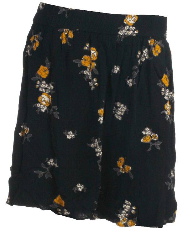 Pieces skirt, Belle, sort blomst - 188 - L+ - L