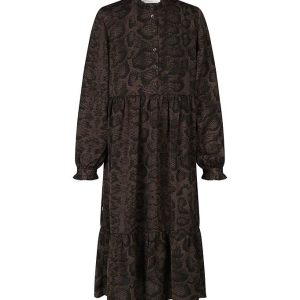 Rosemunde Kjole - Recycled Polyester - Smoaked Oak Snake Print