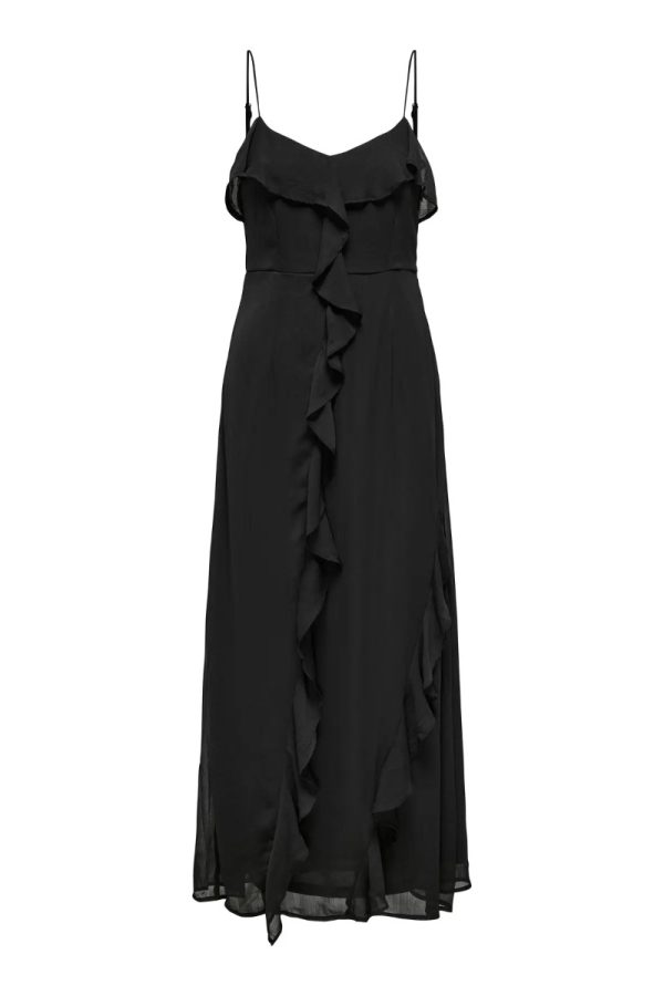 JDY - Kjole - Belle S/L Frill Maxi Dress - Black