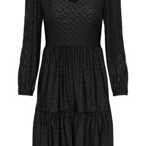 JDY - Kjole - JDY Cathinka L/S V Neck Dress - Black