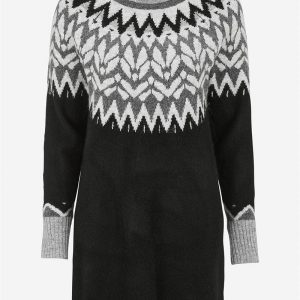 Kjole med jacquard-strikket mønster