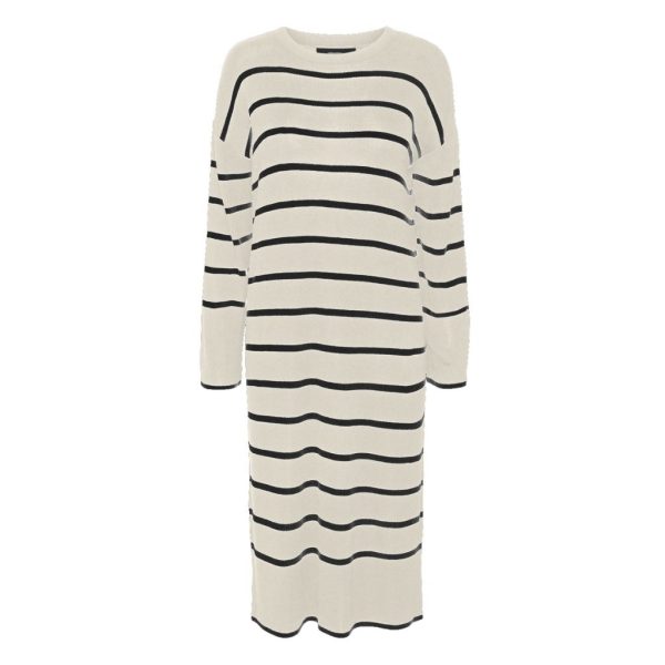 Vero Moda dame kjole VMJOANA - Birch Stripes W. Black