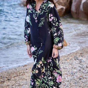 Black Colour Kjole - Zennia - Black Flower