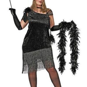 Charlestonkjole Plussize Sort/Sølv
