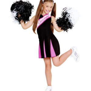 Cheerleader Sort/Pink Børnekostume