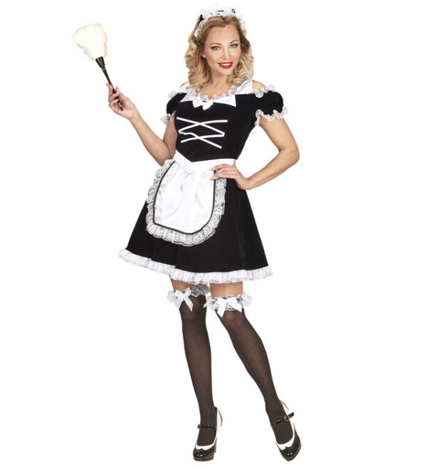 Fransk Stuepige Kostume Sort/Hvid