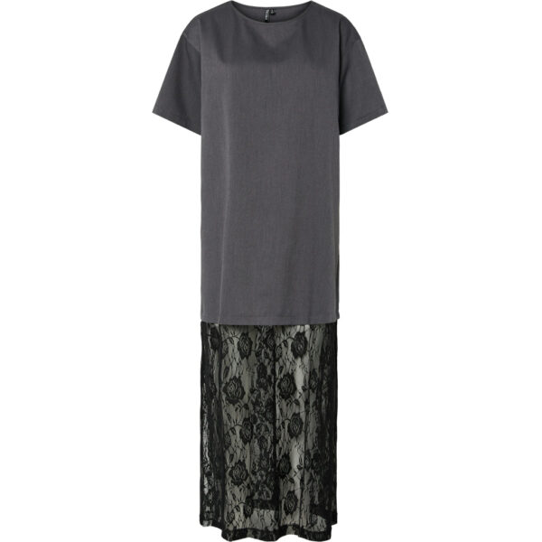 PIECES dame kjole PCALICE - Medium Grey Melange Black lace