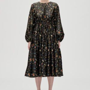 Waist Tie Ruffle midi kjole - Magnolia Garden
