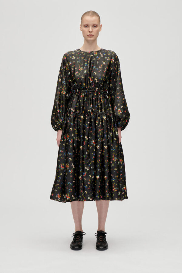 Waist Tie Ruffle midi kjole - Magnolia Garden