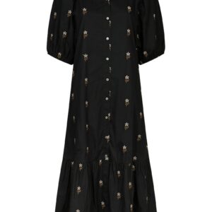 Neo Noir - Kjole - Veronica Flower Emb Dress - Black (Levering slut september)