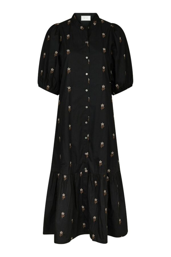 Neo Noir - Kjole - Veronica Flower Emb Dress - Black (Levering slut september)