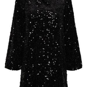 Pieces - Kjole - Kam LS Deep Back Bow Dress - Black (Levering midt september)