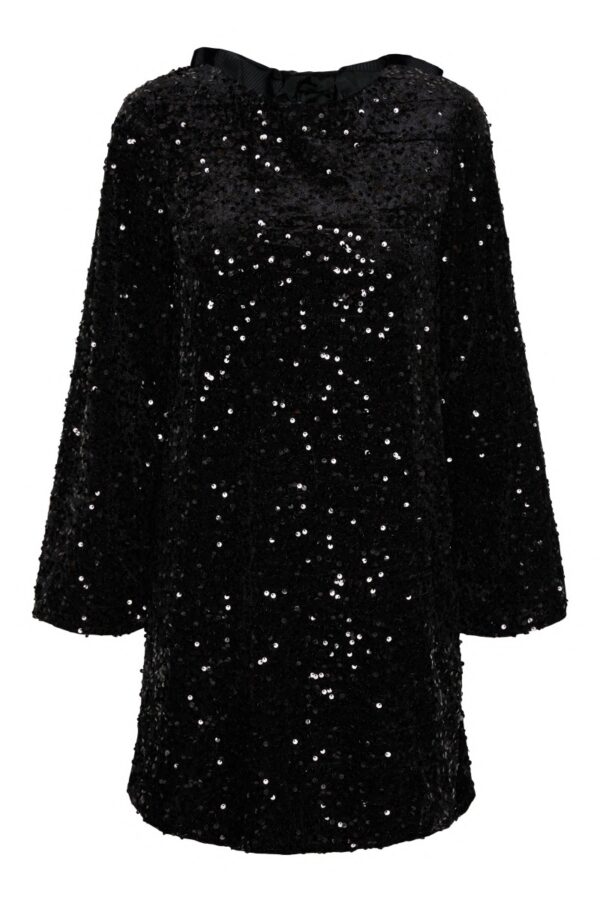 Pieces - Kjole - Kam LS Deep Back Bow Dress - Black (Levering midt september)