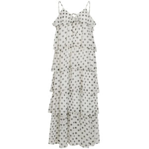 VILA DAME KJOLE VIHARLEY - Cloud Dancer BLACK DOTS